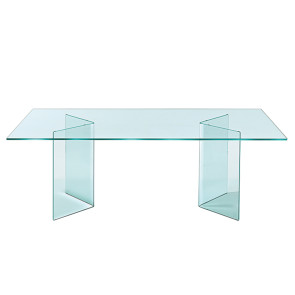 Teatro, grande table design, Magis tréteaux réglables en hêtre massif,  plateau en verre trempé, 200x90 cm