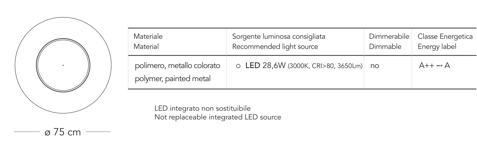 Contemporary wall light - LUNAIRE - FontanaArte - indoor / polymer / metal